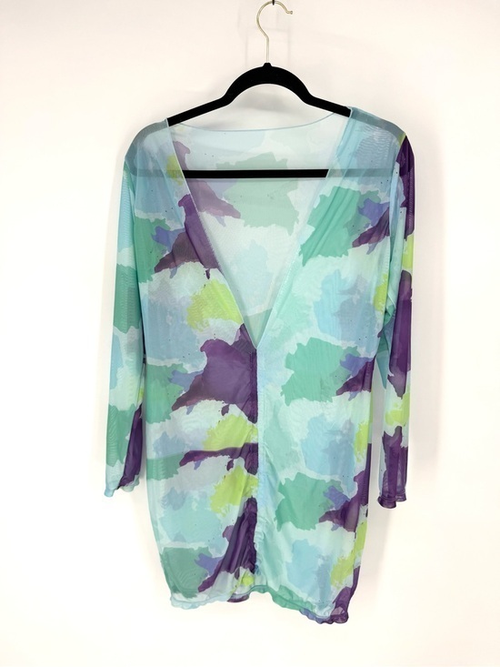 Other - Sheer Watercolor Print Women’s Swim Coverup - Aqua & Purple
